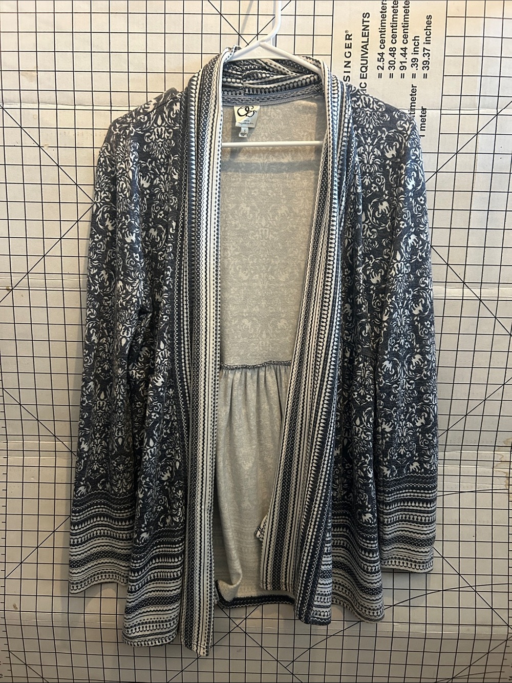 One September Open Front Patterned Cardigan - Black & White